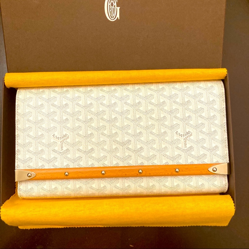 Goyard Goyardine Monte Carlo Bois Clutch Bag White Mint condition